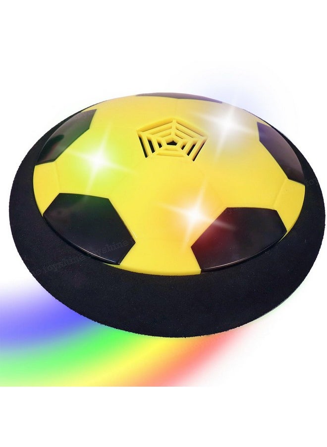 Toyshine Air Power Soccer Rainbow Hover Disc Toy with Foam Bumpers and Light-Up LED Lights, Kids Sports Ball Game for Indoor & Outdoor Play, Gift for Kids - Yellow