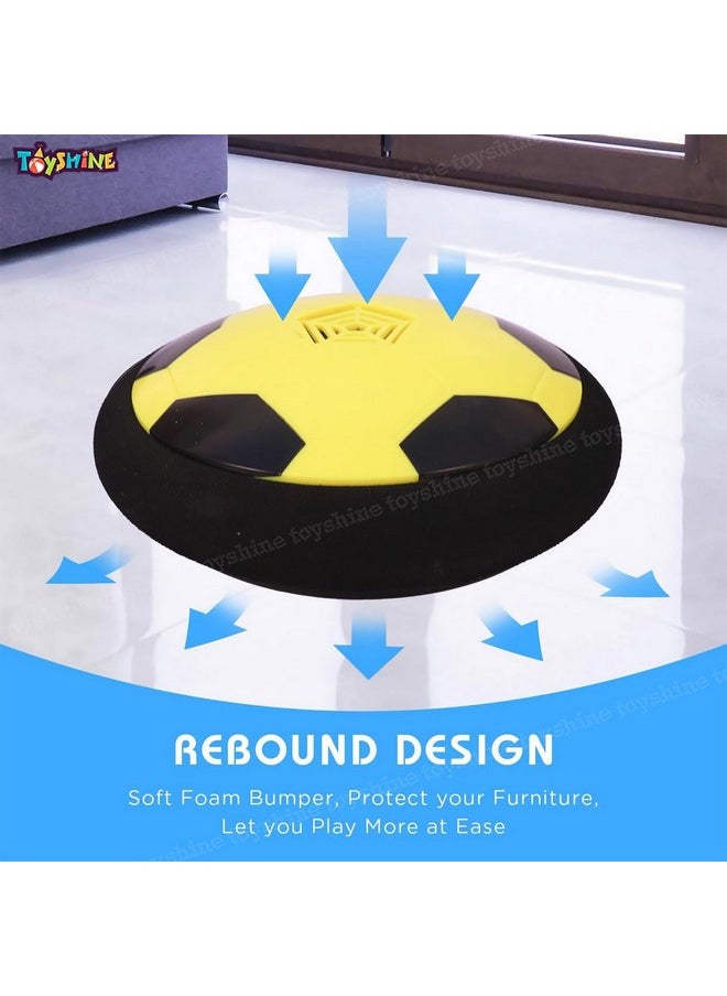 Toyshine Air Power Soccer Rainbow Hover Disc Toy with Foam Bumpers and Light-Up LED Lights, Kids Sports Ball Game for Indoor & Outdoor Play, Gift for Kids - Yellow