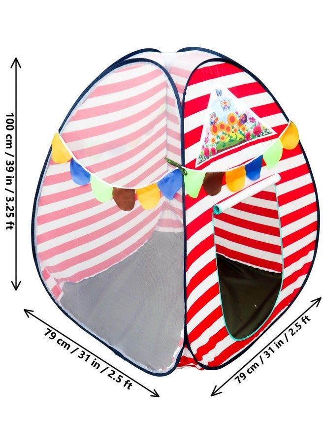 Homecute Igloo Type Foldable Popup Kid's Play Tent House (Small Size Red-White)