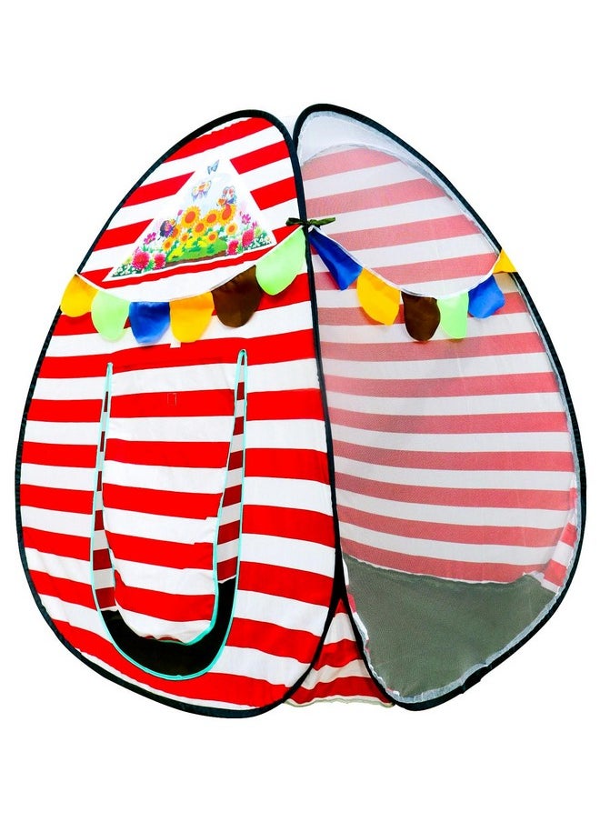 Homecute Igloo Type Foldable Popup Kid's Play Tent House (Small Size Red-White)