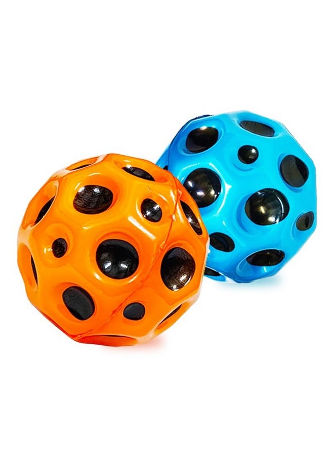 VGRASSP Super Bouncy Rubber Moon Ball Toy for Kids and Adults with Craters - High Bounce, Textured Grip, Perfect for Playtime Fun - Soft Foam Ball, Multicolor (Pack of 2)