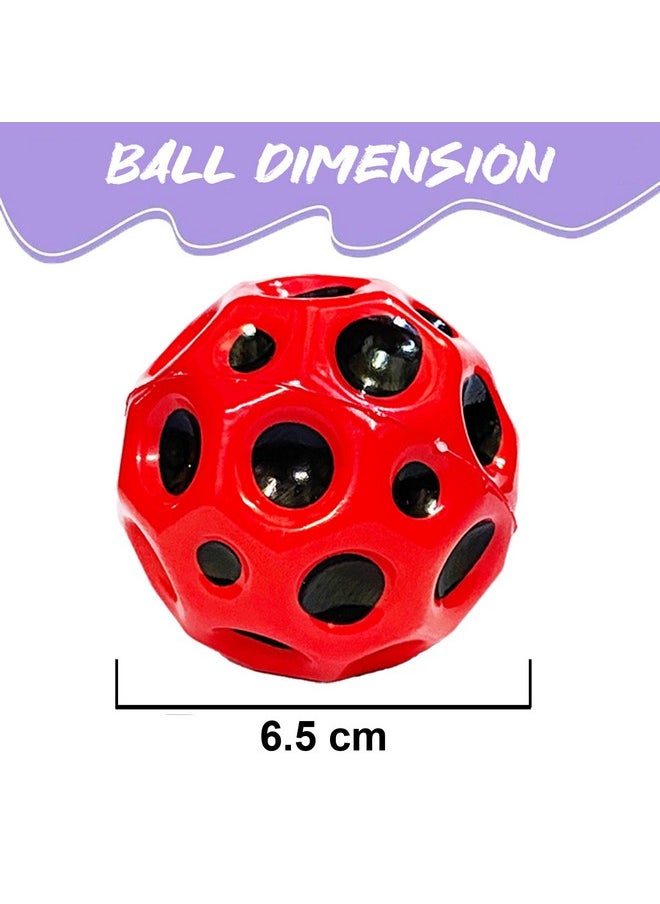 VGRASSP Super Bouncy Rubber Moon Ball Toy for Kids and Adults with Craters - High Bounce, Textured Grip, Perfect for Playtime Fun - Soft Foam Ball, Multicolor (Pack of 2)