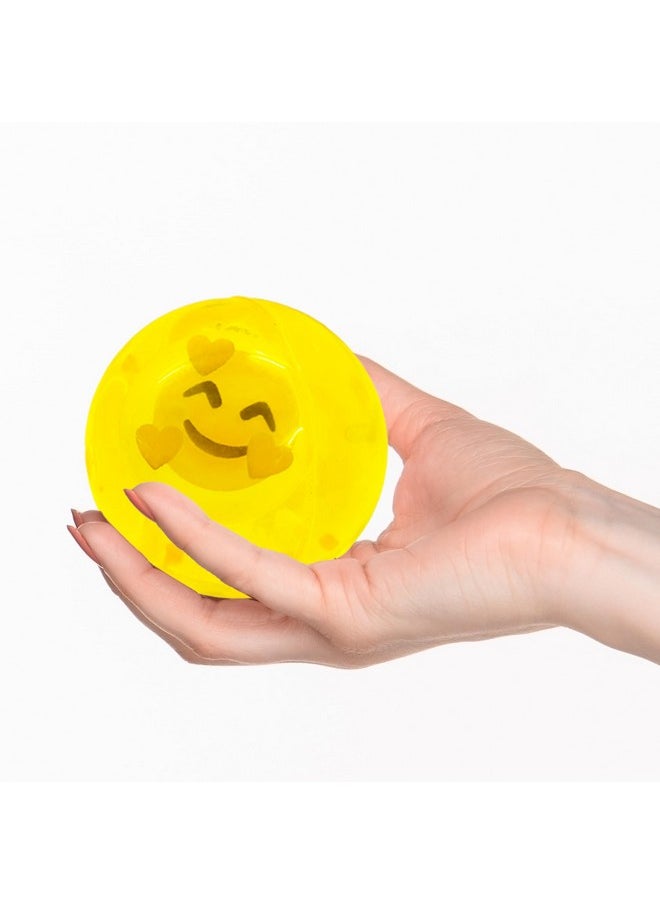 VGRASSP Emoji Faced 2.5 Inch Diameter LED Light Up Bouncy Ball Toy for Kids - Blinking Colorful Lights When Bounced - Return Gift - Color and Emoji Design As Per Stock (Pack of 2)