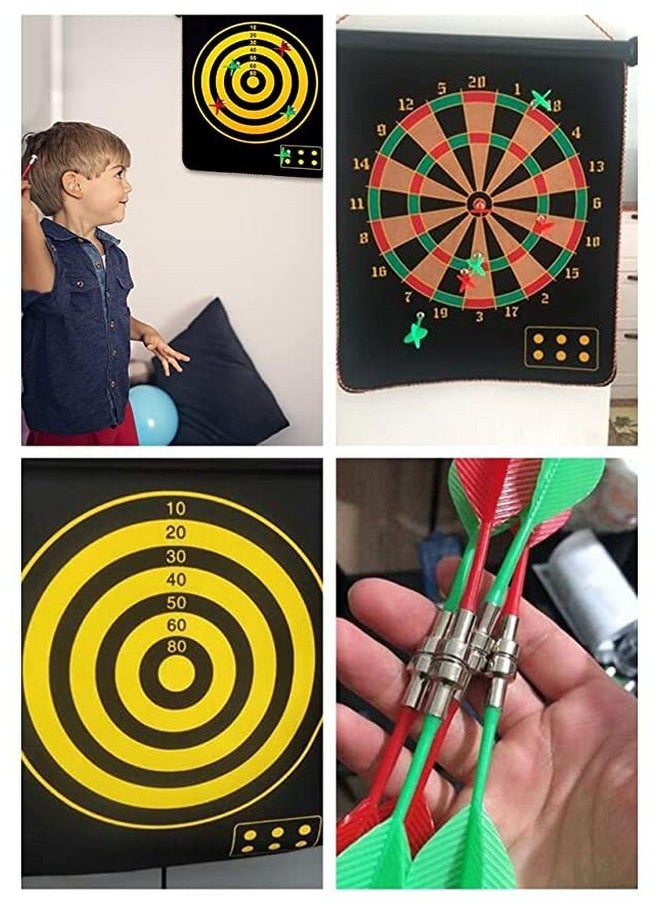 VGRASSP 15 Inch Magnetic Dart Board Game for Kids, Double Sided Foldable Dart Board Game Toy for Kids with 4 Free Magnetic Darts