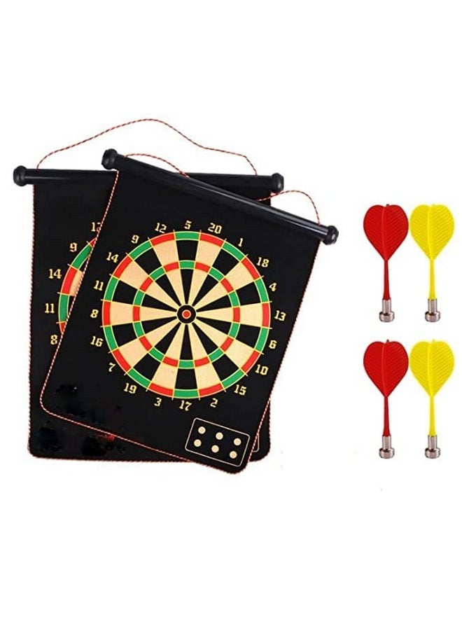 VGRASSP 15 Inch Magnetic Dart Board Game for Kids, Double Sided Foldable Dart Board Game Toy for Kids with 4 Free Magnetic Darts