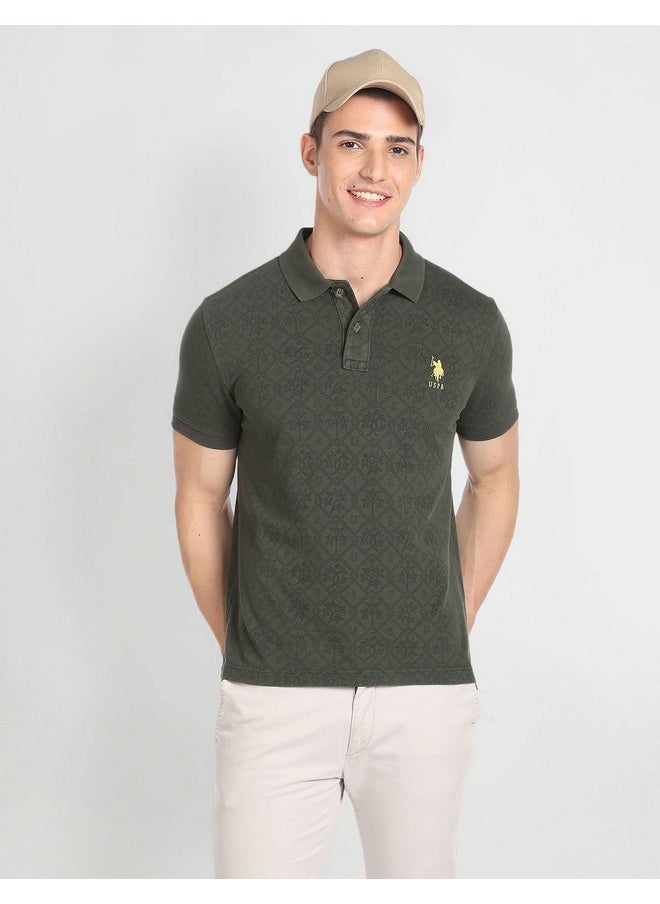 U.S. Polo Assn. Men's Phulkari Slim Fit T-Shirt (UDOEN1POLO123_Olive