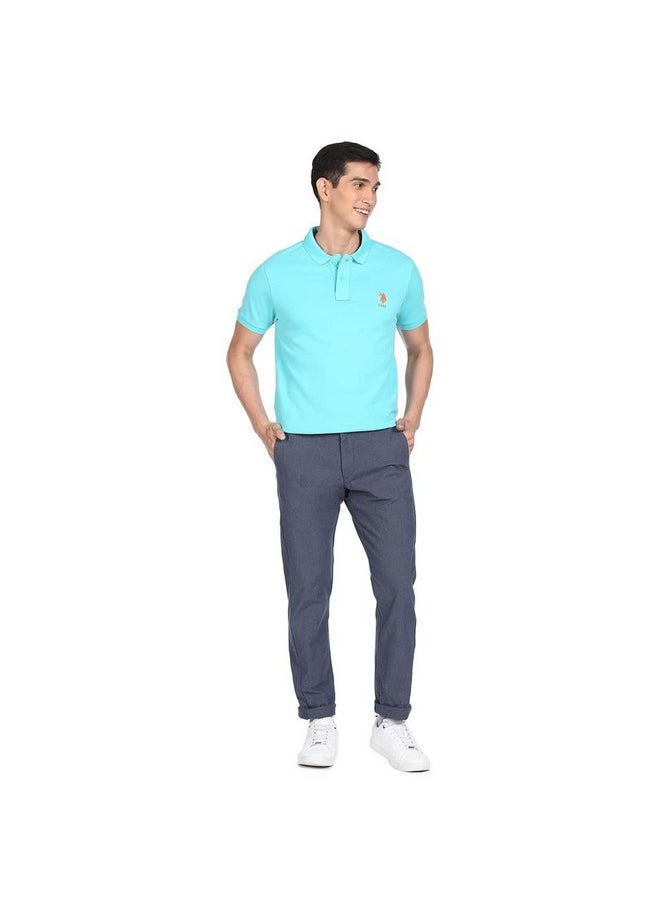 U.S. POLO ASSN. Mens Half Sleeve Regular Fit Polo T-Shirts (Ustshc0054_Lt. Blue_Medium)