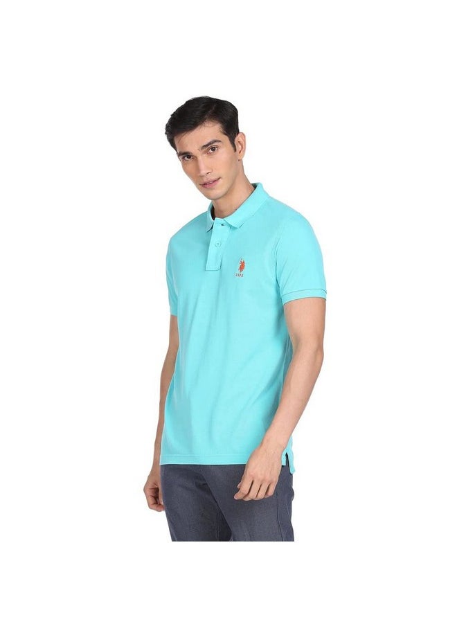 U.S. POLO ASSN. Mens Half Sleeve Regular Fit Polo T-Shirts (Ustshc0054_Lt. Blue_Medium)