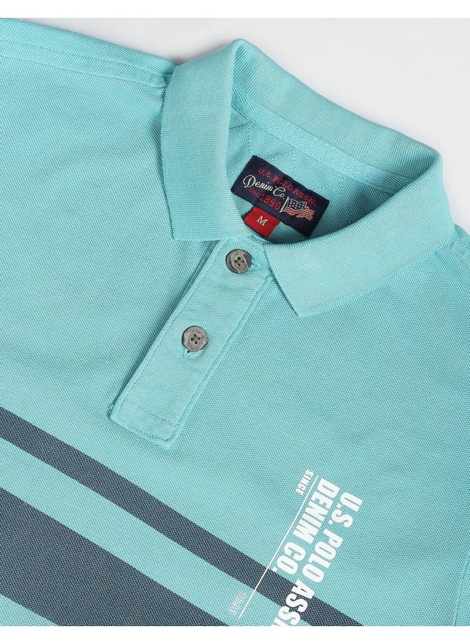 U.S. Polo Assn. Men's Striped Slim Fit T-Shirt (UDOEN1POLO104_Turquoise
