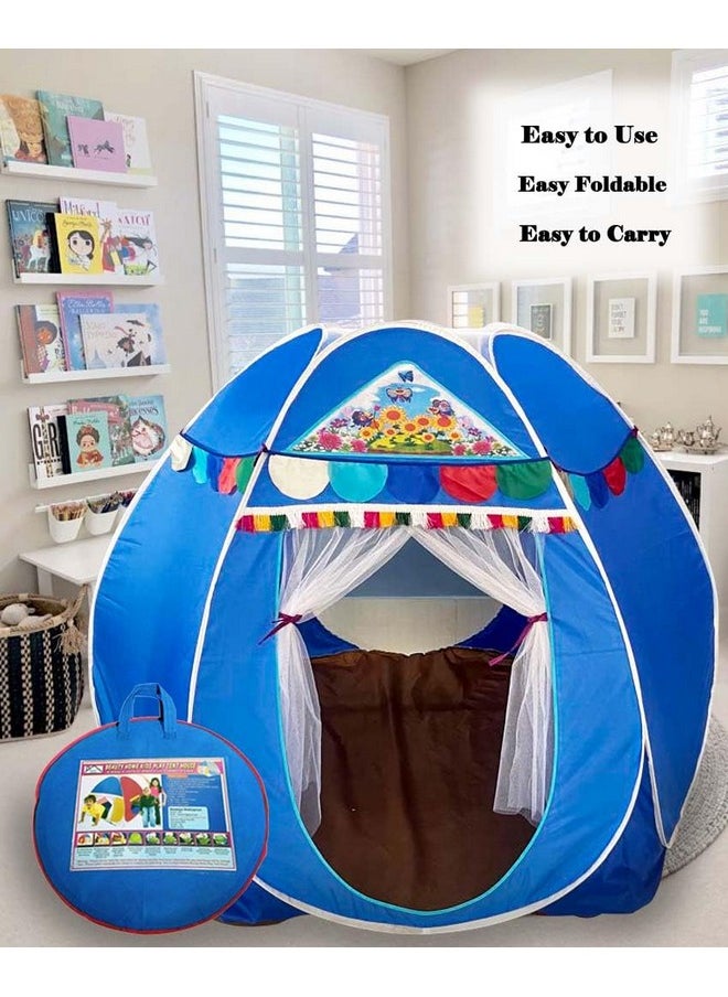 Homecute Hexagonal Igloo Type Foldable Pop Up Kids Tent House, Play Tent House for Kids (Jumbo Size Blue)