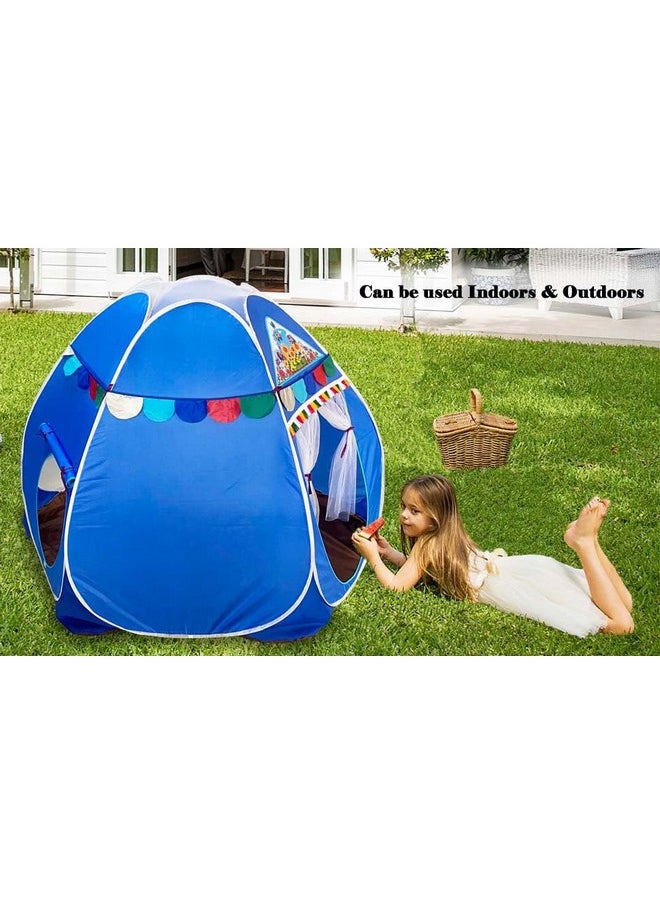 Homecute Hexagonal Igloo Type Foldable Pop Up Kids Tent House, Play Tent House for Kids (Jumbo Size Blue)