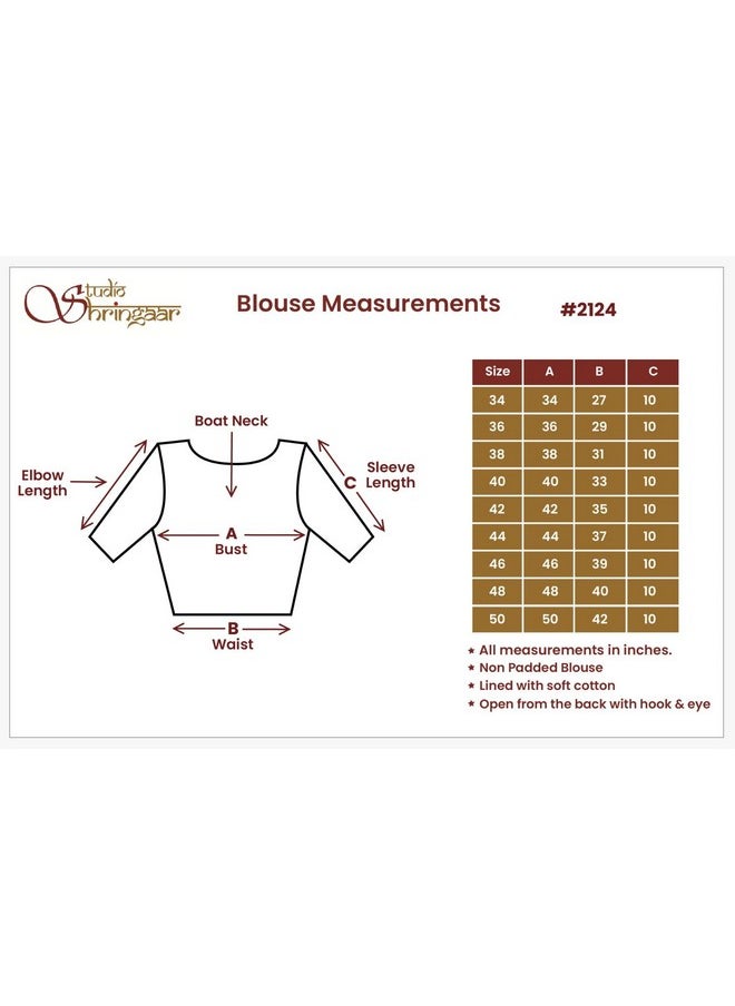 Studio Shringaar Women's Readymade Brocade Elbow Length Sleeves Saree Blouse (Maroon, 46)