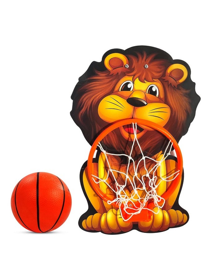 NHR Lion Basket Ball for Kids, Toys for Boys and Girls, Portable Set with Hanging Board, Ring Net, Ball Indoor and Outdoor Games, Good for Pastime Birthday and Return Gift