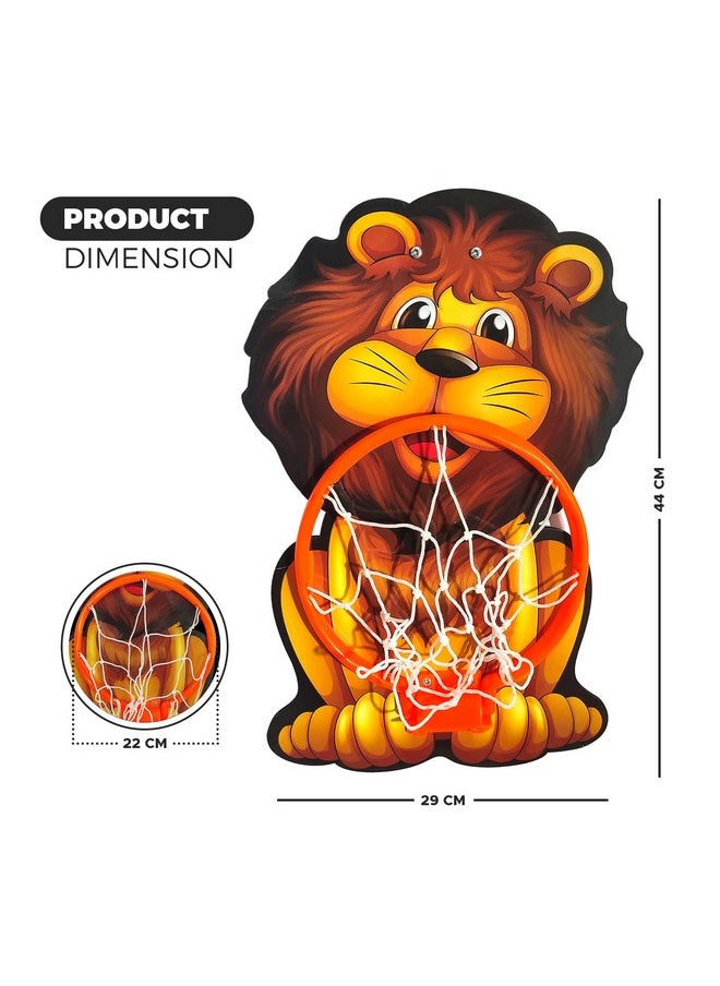 NHR Lion Basket Ball for Kids, Toys for Boys and Girls, Portable Set with Hanging Board, Ring Net, Ball Indoor and Outdoor Games, Good for Pastime Birthday and Return Gift
