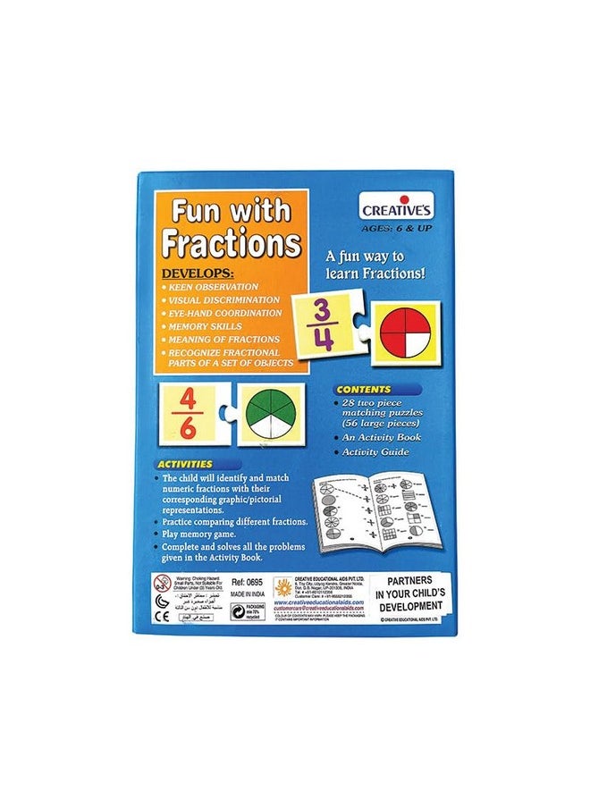 Creative's Fun with Fractions | Math Educational Game | Numbers Fun Game | 28 Sets of Two Piece Match-ups, an Activity Book for 6 & Up Kids