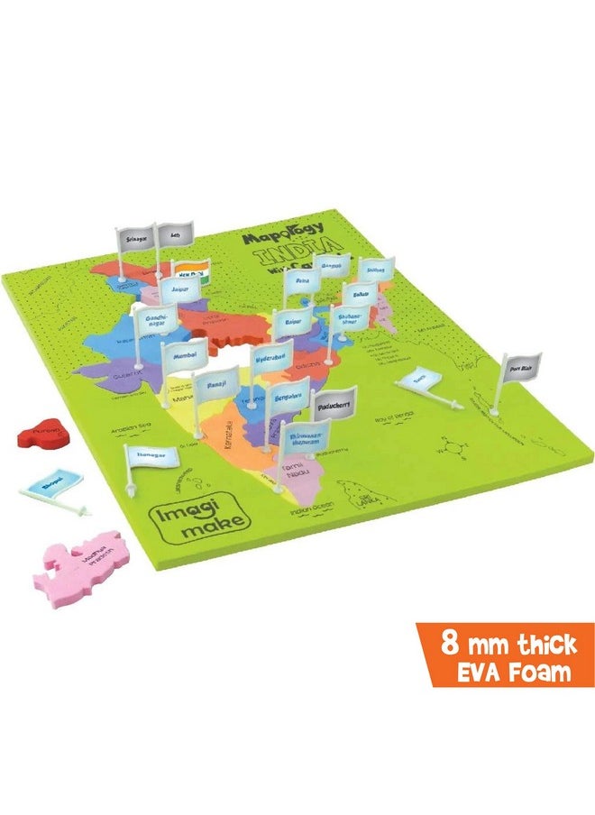 Imagimake Mapology India with State Capitals - Educational Toy and Learning Aid for Boys and Girls-Map Puzzle-Jigsaw Puzzle, Return Gift Combo for Birthday, for Kids Age 5 and Above, 6 Pieces