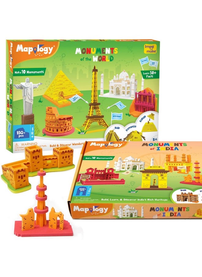 Imagimake Mapology - Monuments of The World & India, Educational Toy and Learning Aid - Puzzles for Kids for Age 5 Years+, Best Gift for Boys & Girls