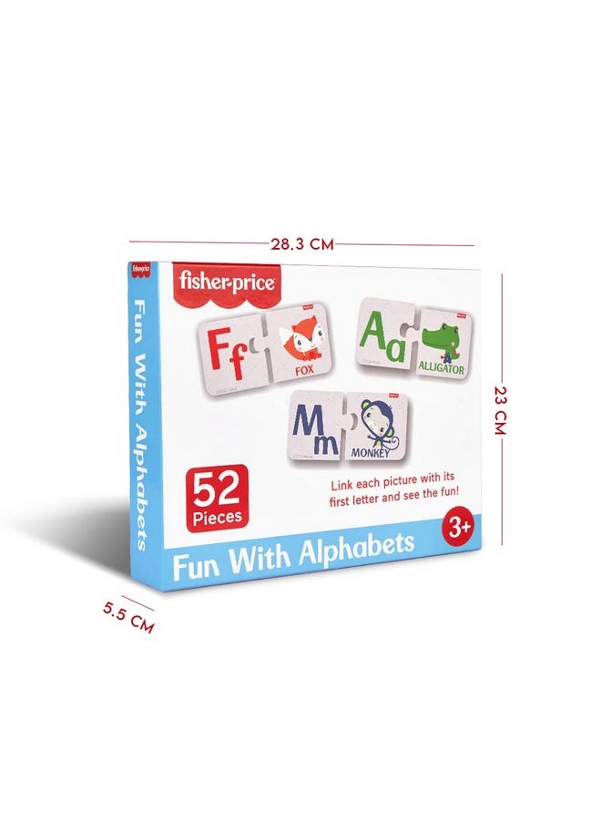 Fisher Price Fun with Alphabets Puzzles - 56 Pieces Alphabet Matching Puzzles for Kids Age 3 Years & Above - Learning and Development Puzzles - Fun & Learn with Colorful Puzzles