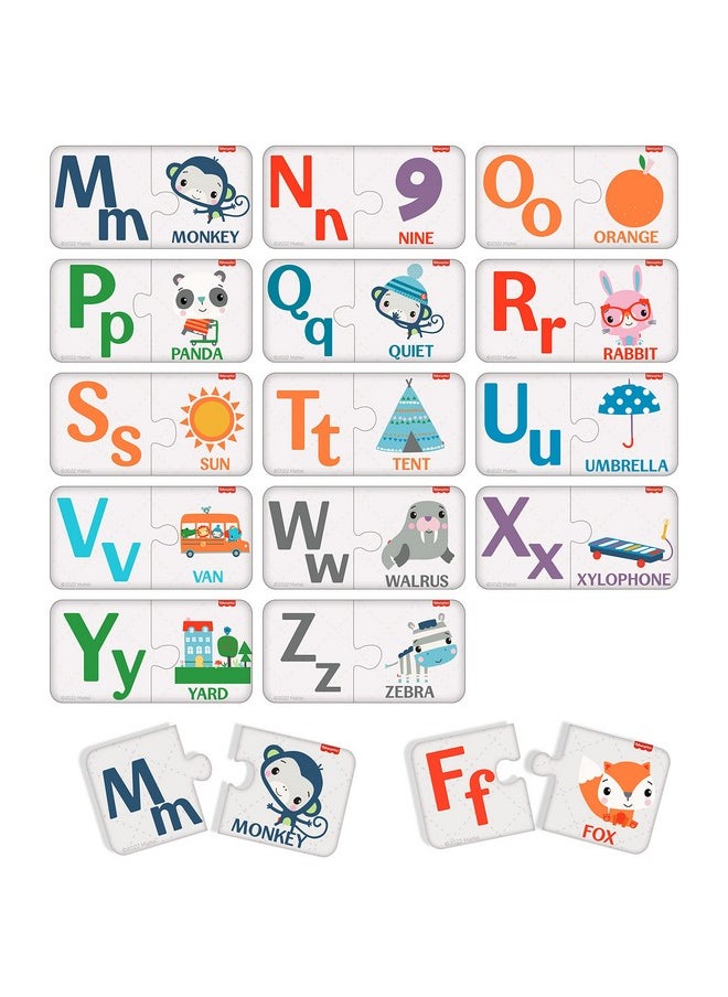 Fisher Price Fun with Alphabets Puzzles - 56 Pieces Alphabet Matching Puzzles for Kids Age 3 Years & Above - Learning and Development Puzzles - Fun & Learn with Colorful Puzzles