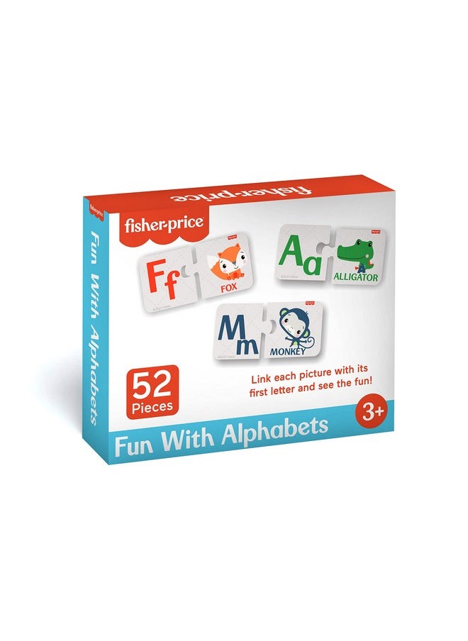 Fisher Price Fun with Alphabets Puzzles - 56 Pieces Alphabet Matching Puzzles for Kids Age 3 Years & Above - Learning and Development Puzzles - Fun & Learn with Colorful Puzzles