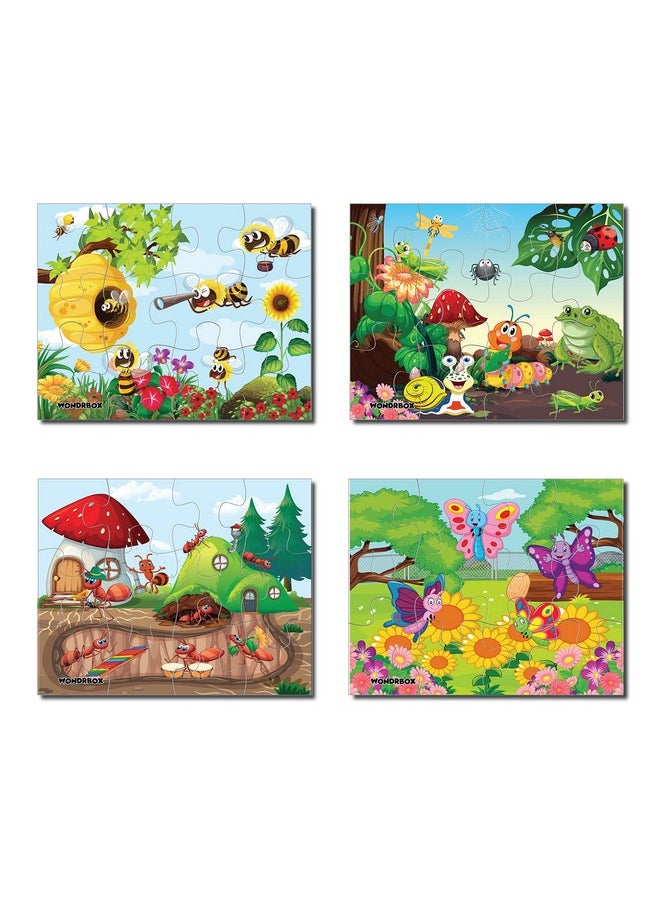 WONDRBOX 12 pcs Insect Jigsaw Puzzle for Kids| 4 Puzzles in a Box | Educational Learning Birthday Return Gift for Kids Ages 3 4 5 6 7 Year Old Boys and Girls