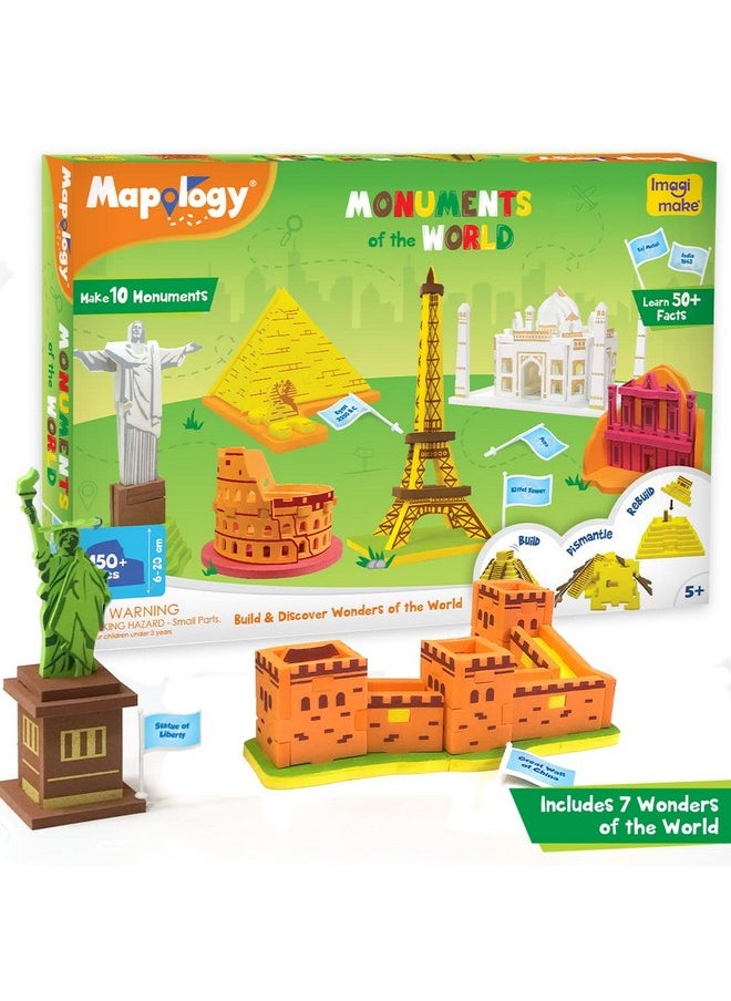 Imagimake Mapology - Learn Monuments & Physical Features of The World, Educational & Construction Based Activity Kit - Puzzles for Kids for Age5 Years+, Best Gift for Boys & Girls
