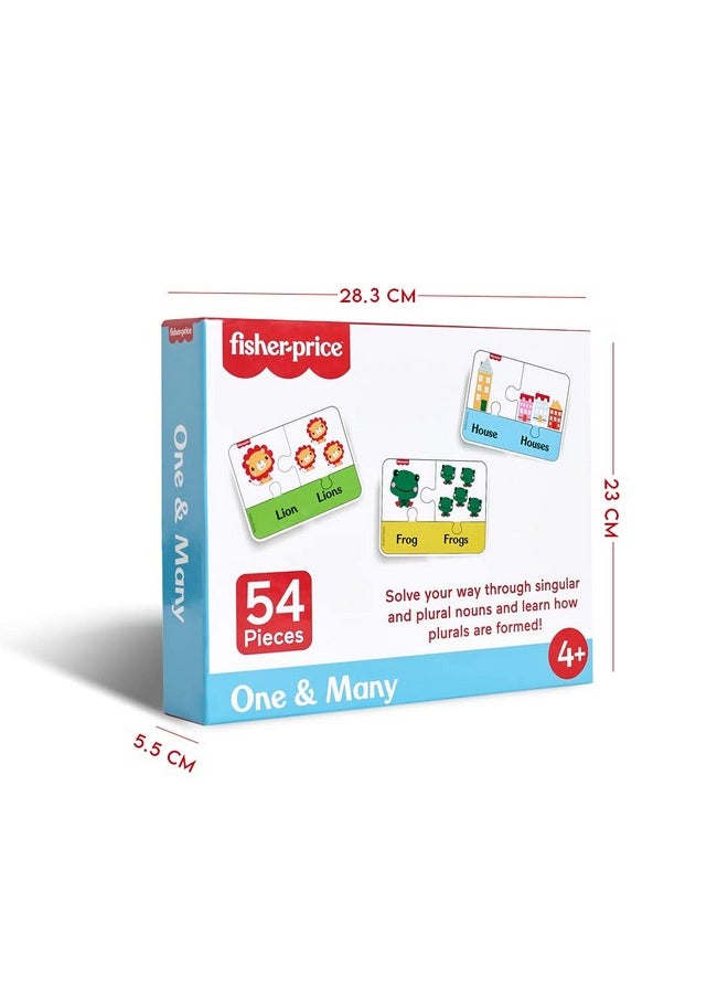Fisher Price® One & Many - 54 Pieces Singular & Plural Learning Puzzles for Kids Age 4+ Years & Above - Learning and Development Puzzles - Fun & Learn with Colorful Puzzles