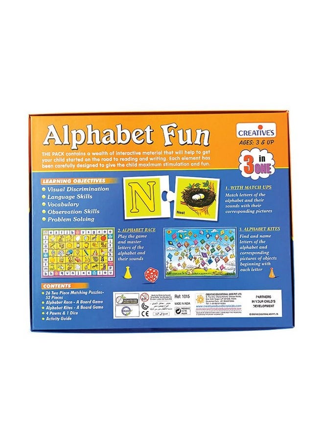 Creative's Alphabet Fun 3 in 1 | Alphabet Learning Puzzles | Match Up Puzzles, Alphabet Race, Alphabet Kites | Educational Game for Children | Puzzles & Board Game | Ages 3 & Up