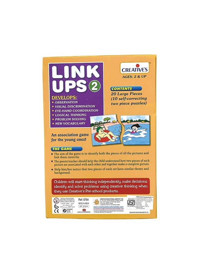 Creative's Link Ups -2 | an Association Game for The Pre-Schoolers | Aim is to Identify Pieces of Pictures and Link Them Correctly | Logical Thinking and Problem Solving for Ages 2 & UP