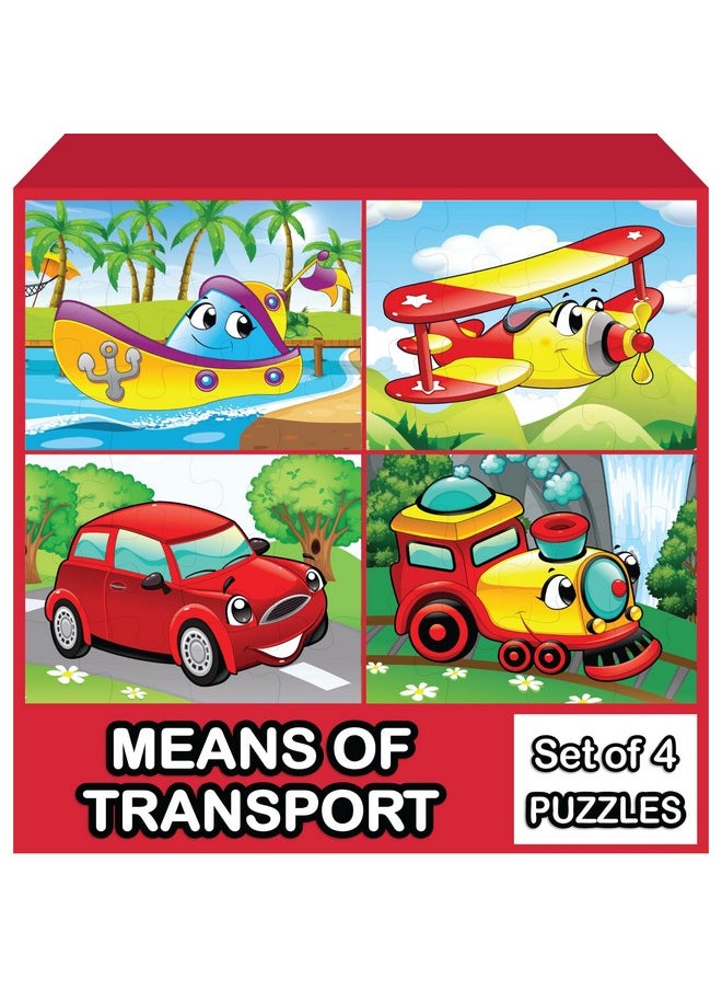 WONDRBOX 12 pcs Transport Jigsaw Puzzle for Kids| 4 Puzzles in a Box | Educational Learning Birthday Return Gifts for Kids Ages 3 4 5 6 7 Year Old Boys and Girls
