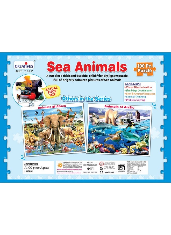 Creative's Sea Animals | Jigsaw Puzzle | 100 Pieces Puzzle | Ocean Themed Puzzles | Fun and Challenging Puzzles | Puzzles for Kids and Adults | Jigsaw Puzzles for Adults