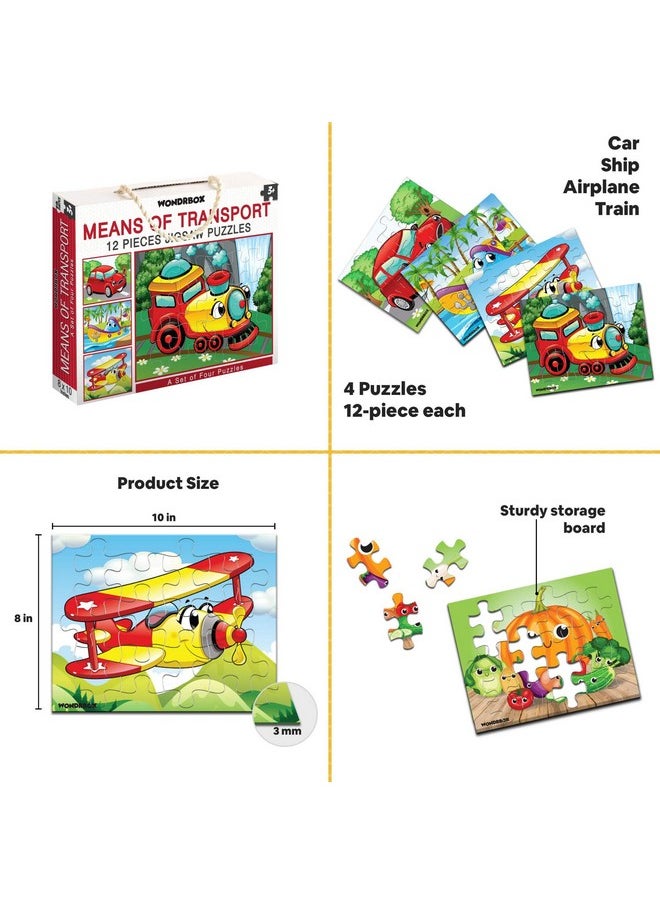 WONDRBOX Set of 3 Jigsaw Puzzles(Animals, Supermarket, Transport, Seasons and Insect) | Educational Learning Birthday Gift for Kids Ages 3 4 5 6 7 Year Old Boys and Girls