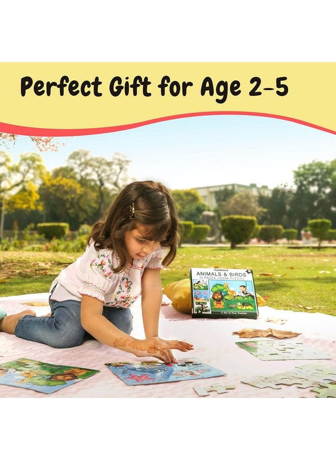 WONDRBOX Set of 3 Jigsaw Puzzles(Animals, Supermarket, Transport, Seasons and Insect) | Educational Learning Birthday Gift for Kids Ages 3 4 5 6 7 Year Old Boys and Girls