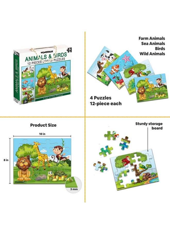 WONDRBOX Set of 3 Jigsaw Puzzles(Animals, Supermarket, Transport, Seasons and Insect) | Educational Learning Birthday Gift for Kids Ages 3 4 5 6 7 Year Old Boys and Girls