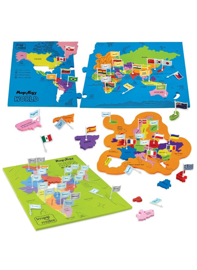 Imagimake: Mapology India and World Maps with Capitals - Learn Capitals and Country Flags - Educational Toy for Kids Above 5 Years, Multicolor