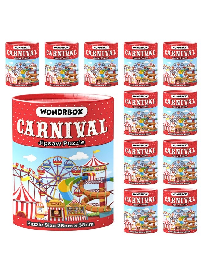 WONDRBOX 60 pcs Carnival Theme Jigsaw Puzzle Birthday Party Favor and Return Gifts for Kids Ages 5 6 7 8 9 10 11 12 Year Old Boys and Girls | Pack of 12