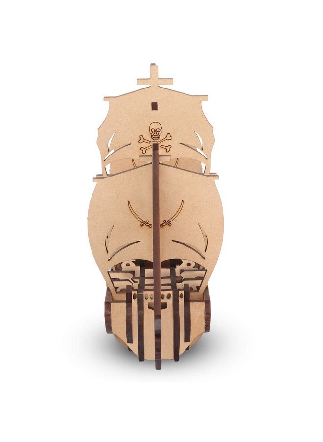 Webby DIY Wooden 3D Pirate Ship Puzzle Kit, Show Piece, Home & Office Table Decoration, Birthday Gift for Kids, 15 Pcs
