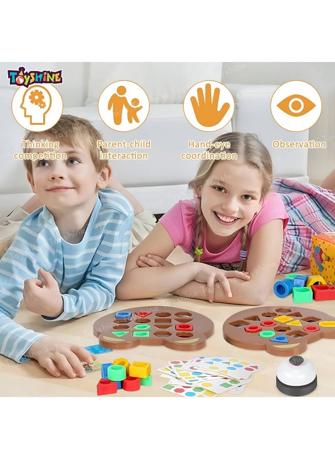 Toyshine Geometric Shape Matching Puzzle Learning Battle Interactive Educational Brainteaser Smart Games Parent Child Interactive Toys for Kids 3+