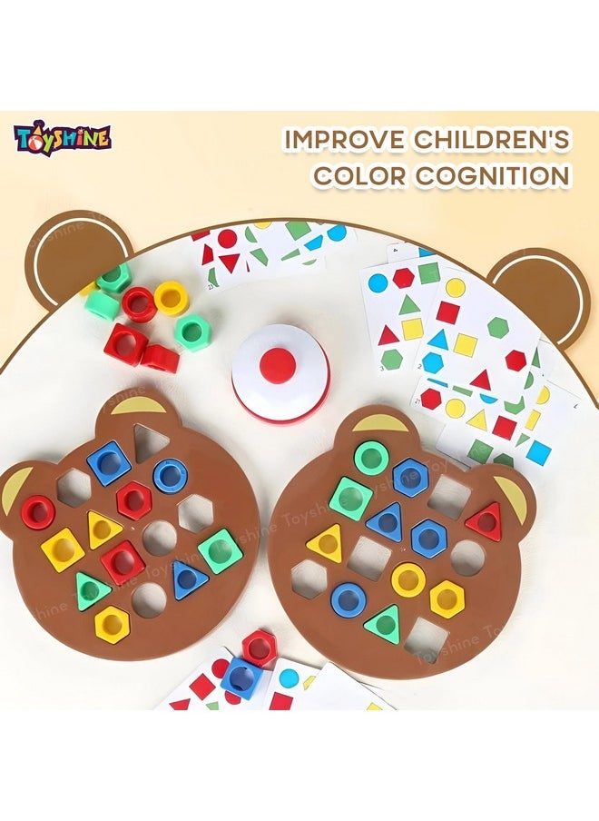 Toyshine Geometric Shape Matching Puzzle Learning Battle Interactive Educational Brainteaser Smart Games Parent Child Interactive Toys for Kids 3+