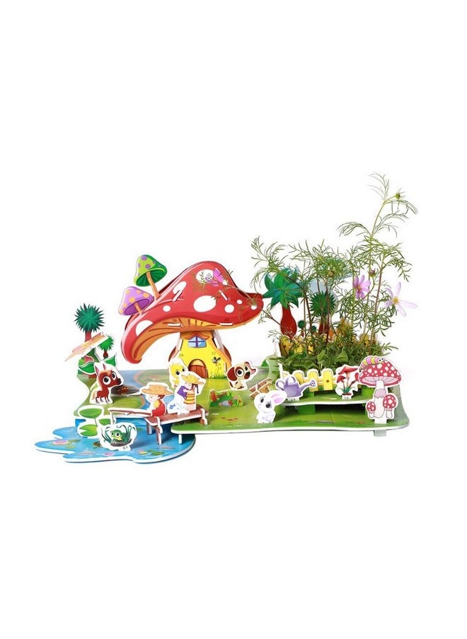 Webby DIY Rural Scenery Building Model 3D Jigsaw Puzzle with Real Plant Education Toy,34Pcs