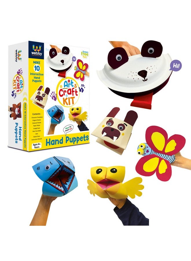 Webby DIY Hand Puppets Art and Craft Activity Kit | Hobby Kit | Decoration | School Projects | Craft Supply | Make 10 Hand Puppet | Return Gift for Kids