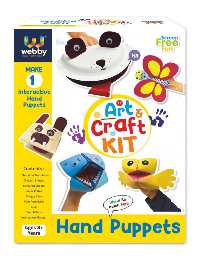 Webby DIY Hand Puppets Art and Craft Activity Kit | Hobby Kit | Decoration | School Projects | Craft Supply | Make 10 Hand Puppet | Return Gift for Kids