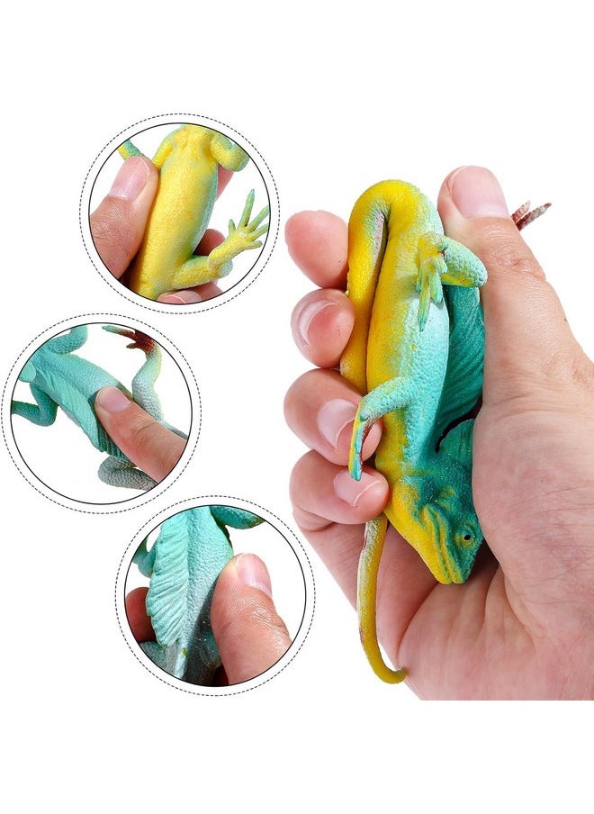 SUPER TOY Reptile Toy for Kids Realistic Gecko Lizard Blue Ocean Chameleon Figurine Rubber Animal Cold Blooded Lifelike Soft Prank Toys Educational Gift Boys Girls