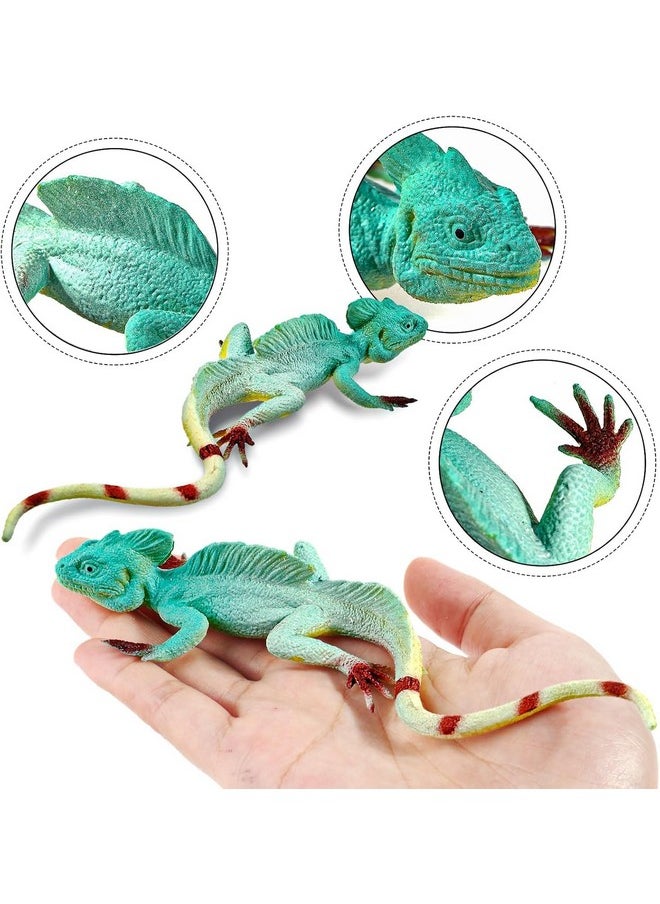 SUPER TOY Reptile Toy for Kids Realistic Gecko Lizard Blue Ocean Chameleon Figurine Rubber Animal Cold Blooded Lifelike Soft Prank Toys Educational Gift Boys Girls