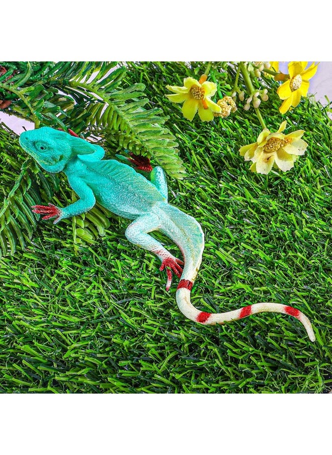 SUPER TOY Reptile Toy for Kids Realistic Gecko Lizard Blue Ocean Chameleon Figurine Rubber Animal Cold Blooded Lifelike Soft Prank Toys Educational Gift Boys Girls