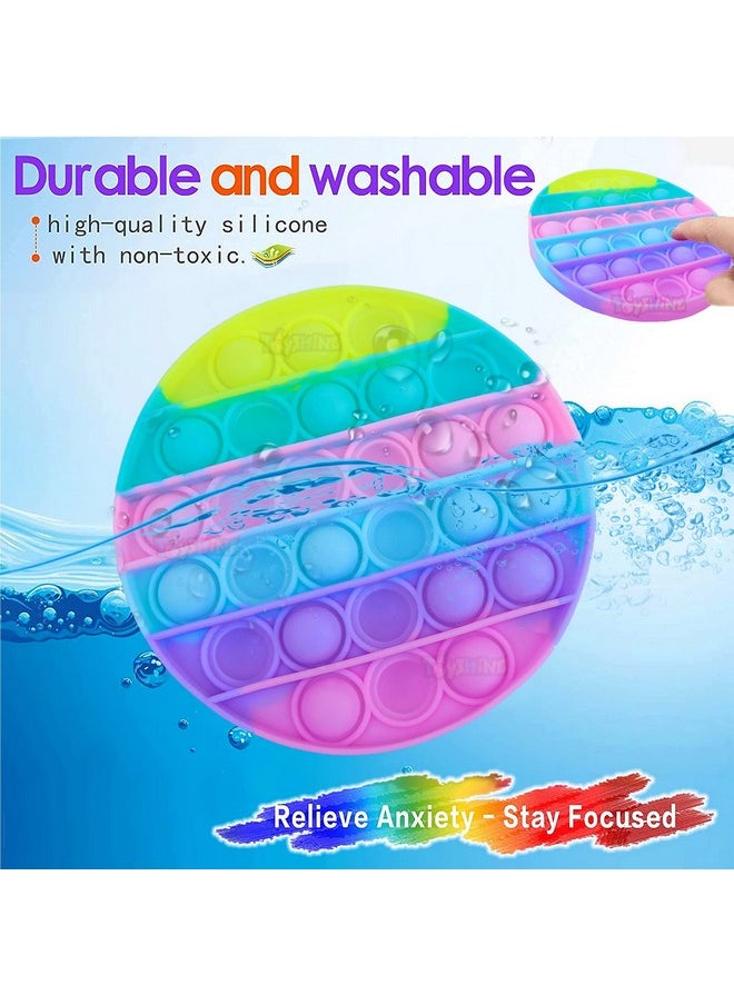 Toyshine Pack of 2- Circle and Square- Fidget Popping Sounds Toy, BPA Free Silicone, Push Bubbles Toy for Autism Stress Reliever, Sensory Toy - Light Color - Pop It Toy