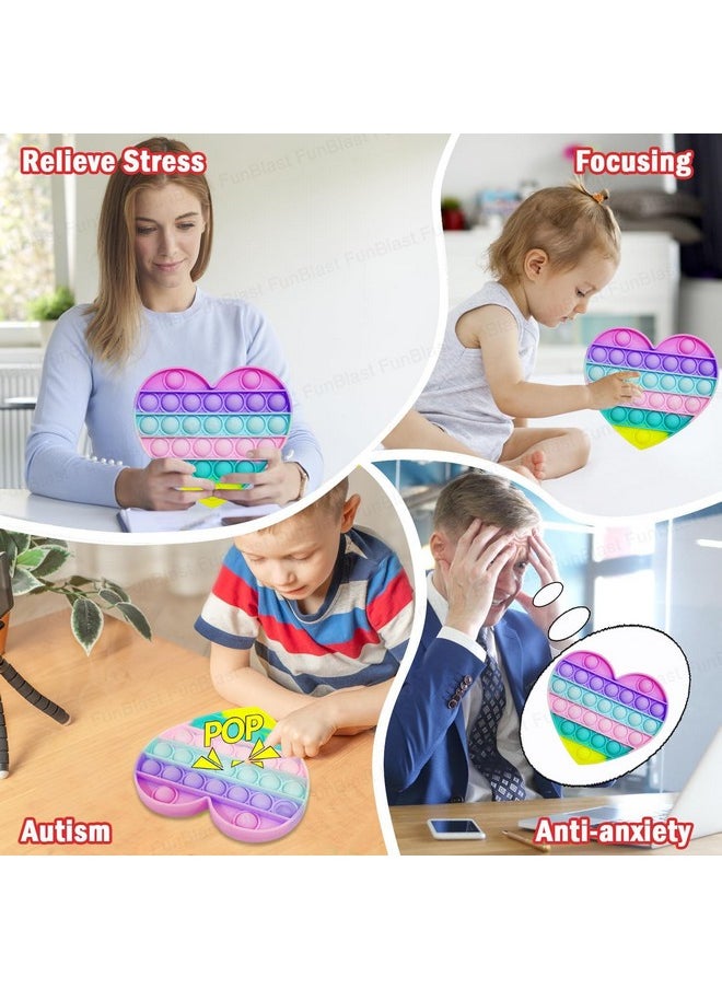 FunBlast Heart Pop It Fidget Toy, Autism Special Needs Silicone Stress Reliever, Squeeze Sensory Toy