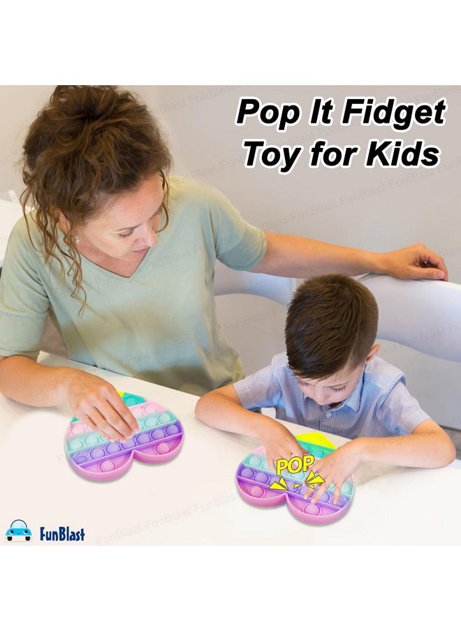 FunBlast Heart Pop It Fidget Toy, Autism Special Needs Silicone Stress Reliever, Squeeze Sensory Toy