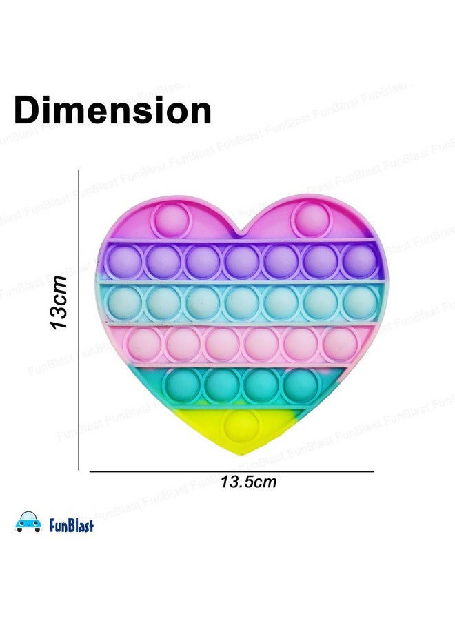 FunBlast Heart Pop It Fidget Toy, Autism Special Needs Silicone Stress Reliever, Squeeze Sensory Toy
