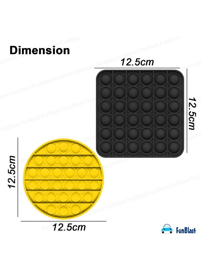 FunBlast Pop It - Popit Game, Poppet for Kids, Pop It Toy, Pop It Toys for Kids, Pop It Fidget Toy, Pop It Big, Square & Round Pop it Fidget Toy, Stress Relief Toys (Pack of 2 Pcs)